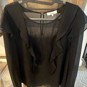 Parker Black Ruffled Backless Blouse